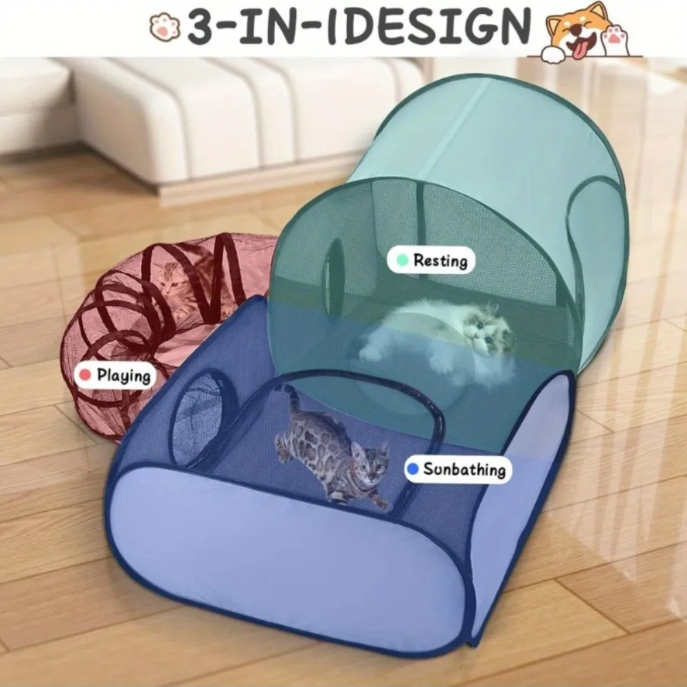 Tenda Dobrável para Gatos com Túnel 160x80x75cm para Gatos e Cães Pequenos - Imagem 6