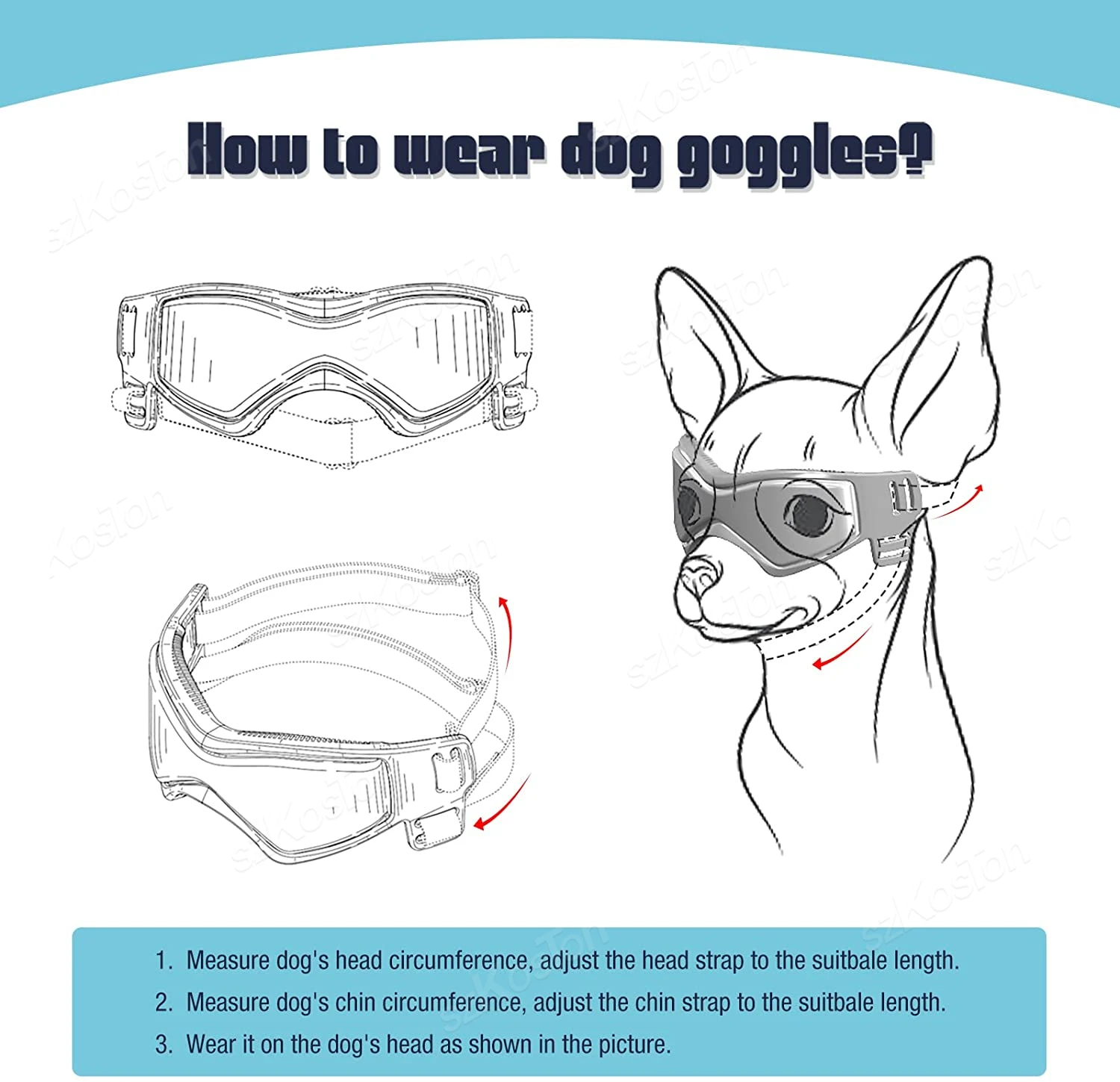 Óculos de Sol para Cães Pequenos e Médios com Proteção UV Ajustável - Imagem 6