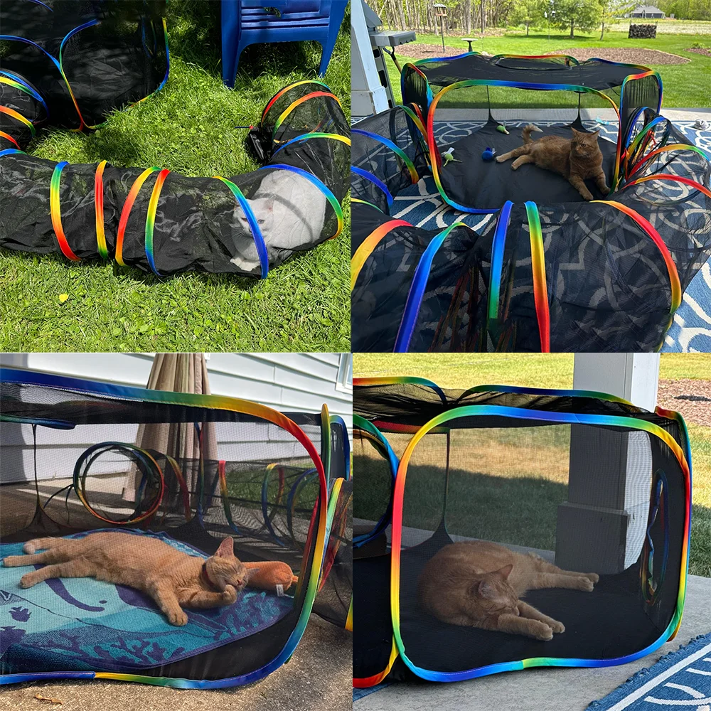 Tenda para Gatos Túnel Externo Portátil com Bolsa de Armazenamento - Imagem 4