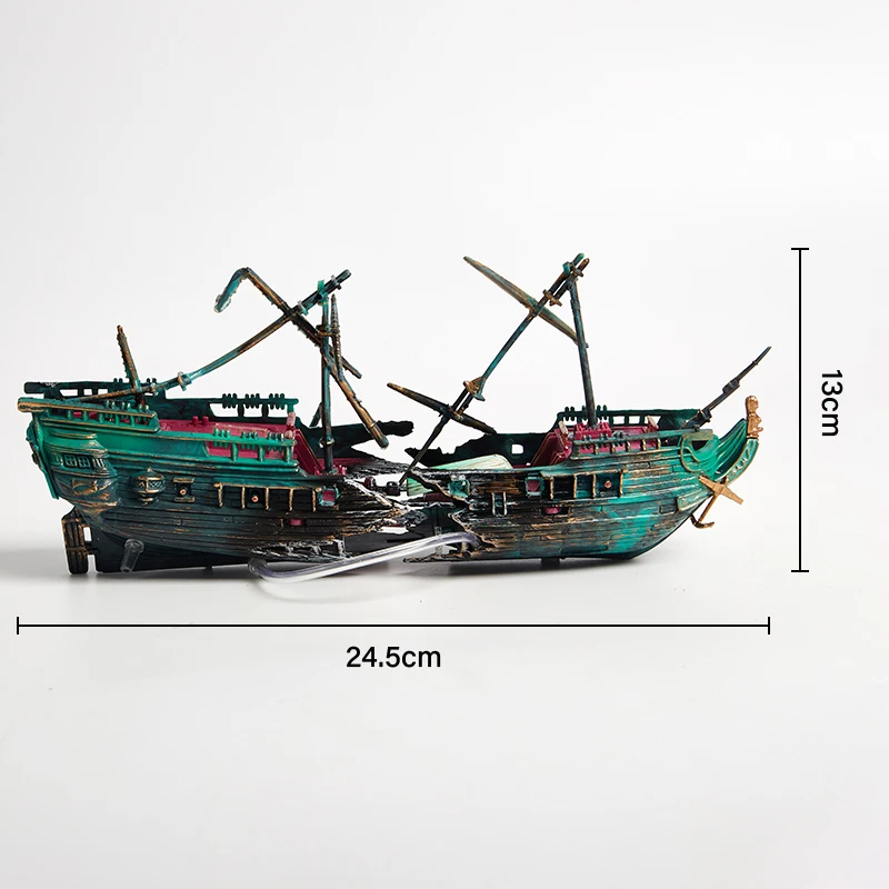 Barco Naufragado para Aquário com Difusor de Oxigênio - Imagem 3