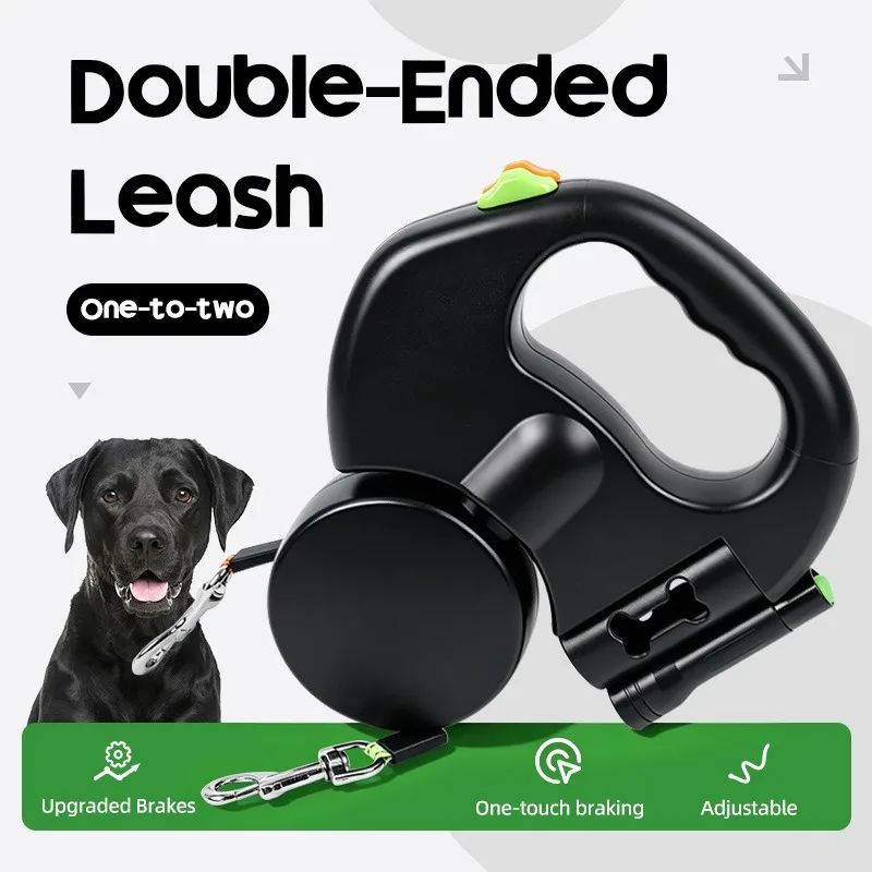Coleira Retrátil para Cães 3m com Lanterna e Compartimento para Sacos - Imagem 3