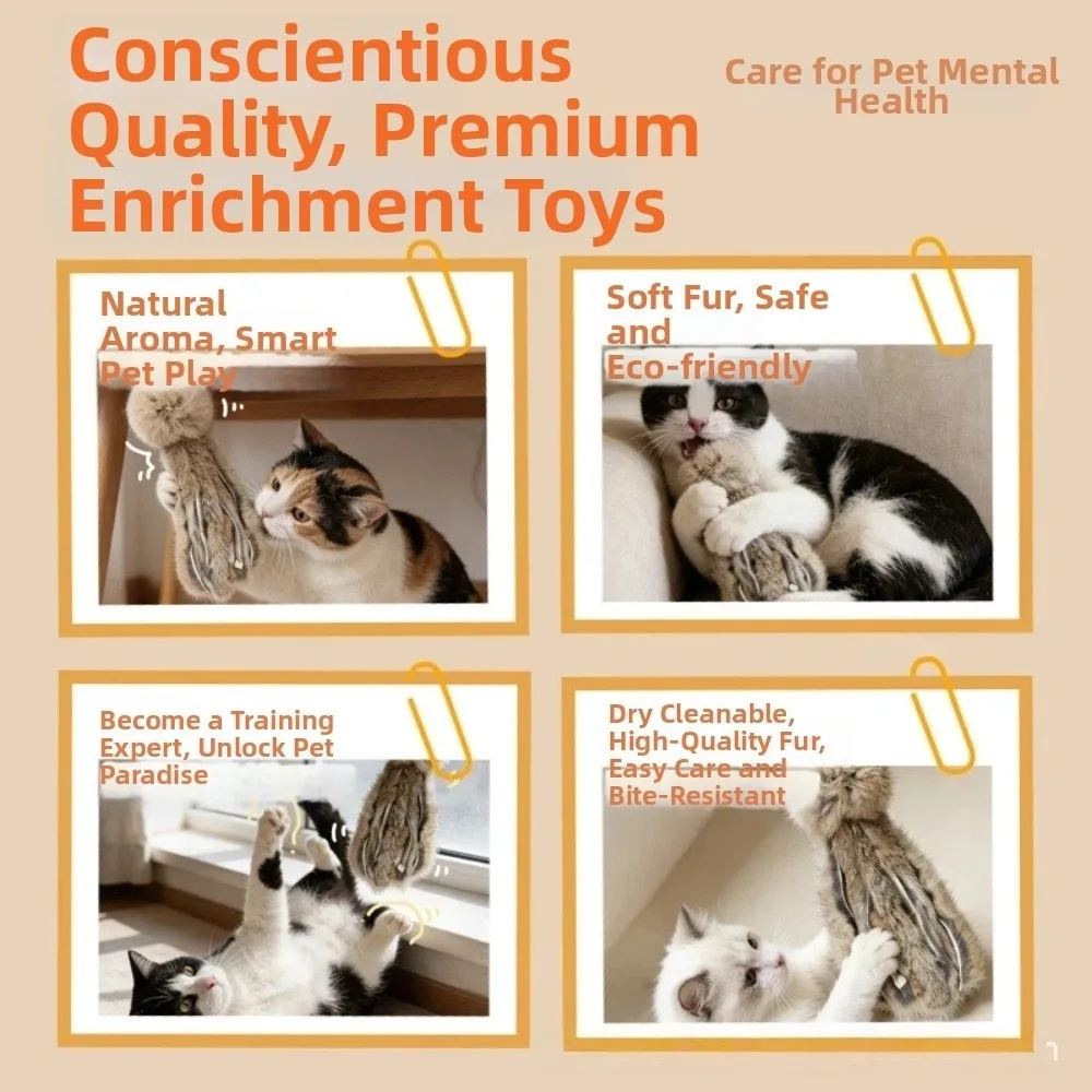 Brinquedo para Gatos de Pelúcia de Coelho Sintético 26 cm - Image 3