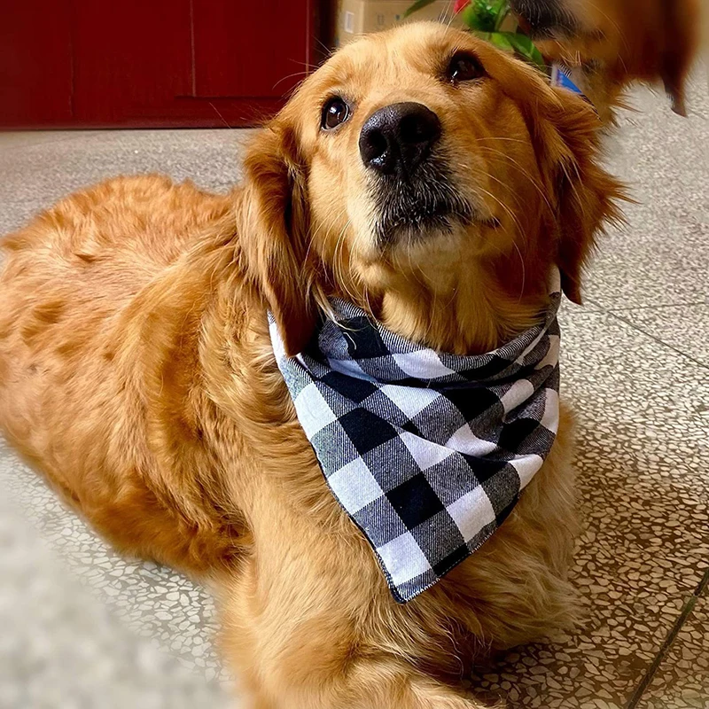 Bandana para Cães e Gatos de Algodão Xadrez Lavável - Imagem 2