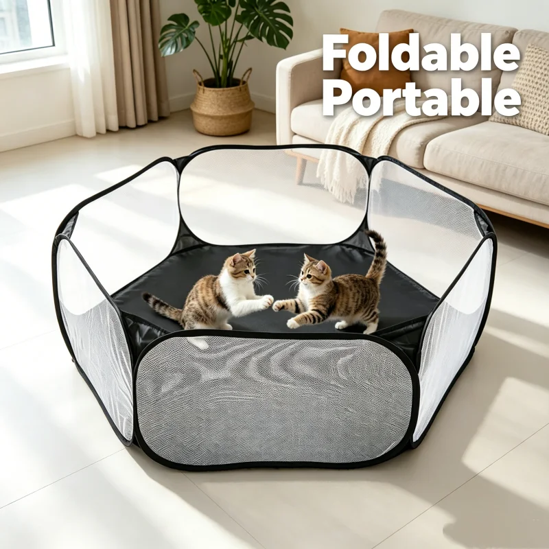 cercadinho dobrável para gatos e cães