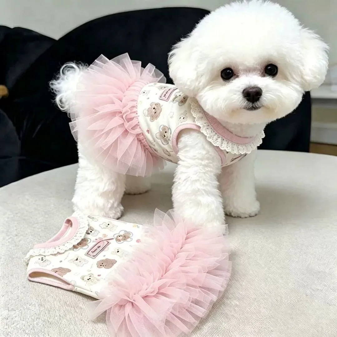 Roupa para Cães Pequenos de Poliéster com Laço - Image 2