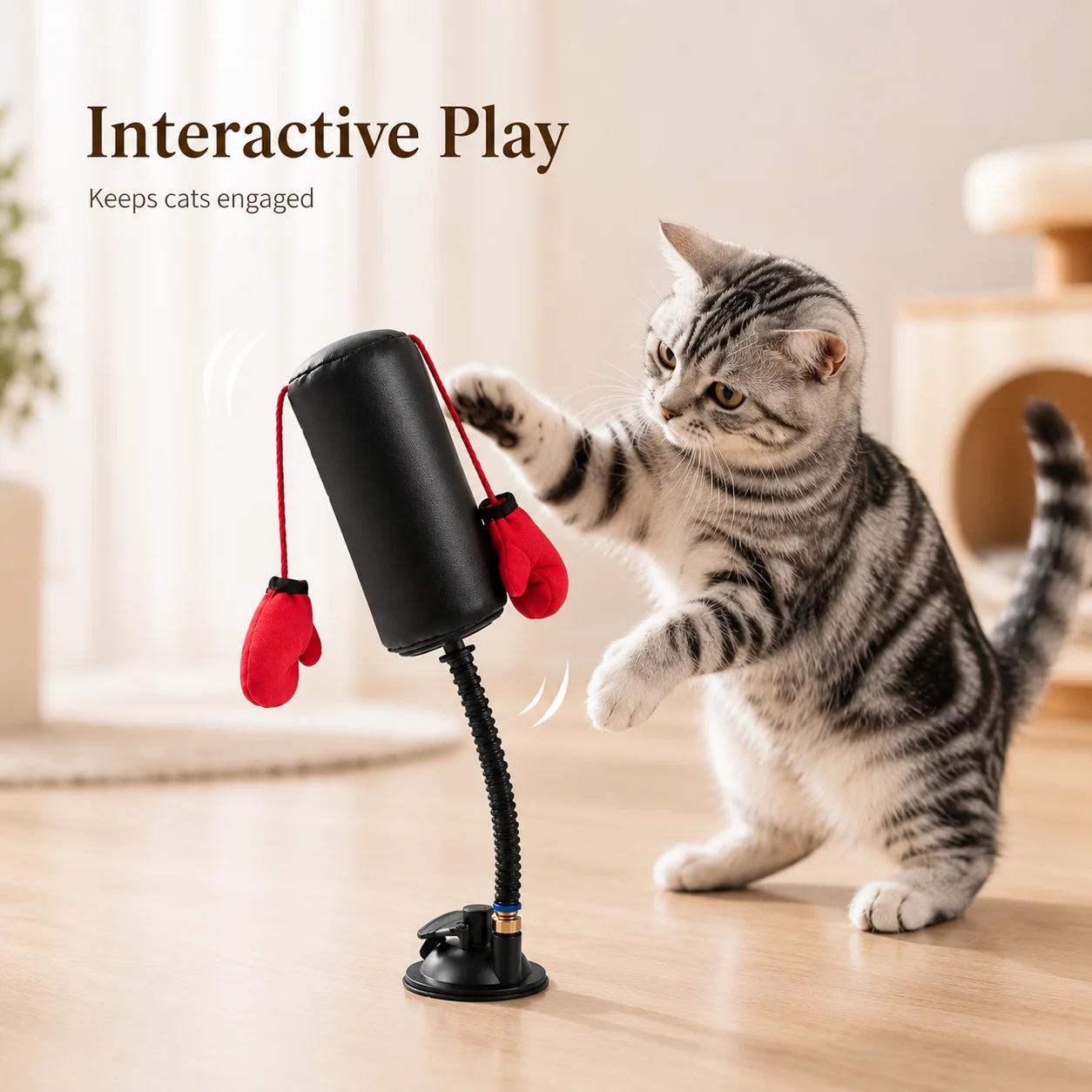 Brinquedo de Boxe para Gatos Interativo Multifuncional sem Bateria - Imagem 5