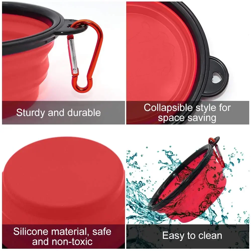 Tigela Dobrável para Cães e Gatos de Silicone 350 ml com Mosquetão - Imagem 2