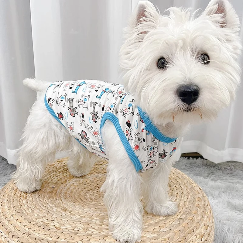 Colete de Poliéster para Cães Pequenos Estampa de Desenho Animado Lavável - Imagem 2
