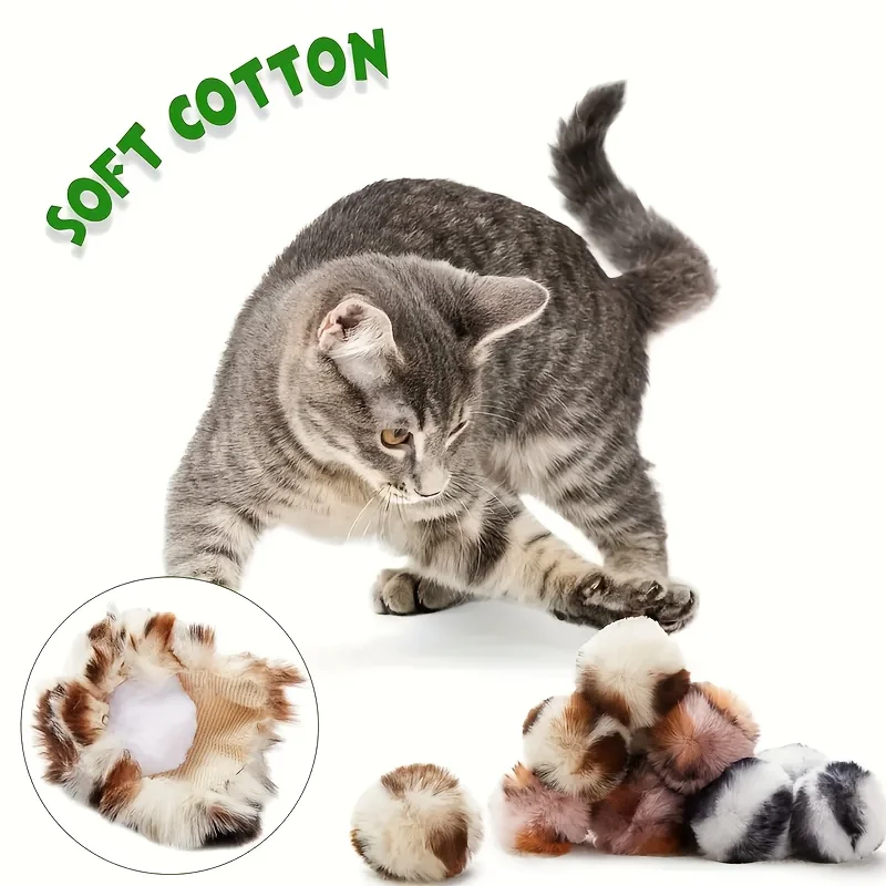 Conjunto 3 Bolas de Pelúcia para Gatos e Cães Estampa Leopardo Interativo - Imagem 3