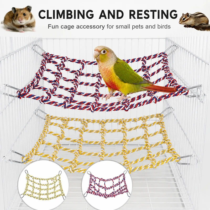 Rede de Escalada para Pássaros e Pequenos Animais de Algodão 32x25 cm com Ganchos - Imagem 2