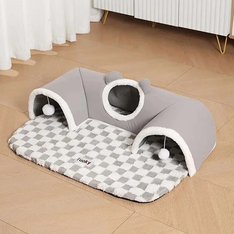 Cama Toca para Gatos com Túnel em Formato de Rena e 3 Entradas - Imagem 4