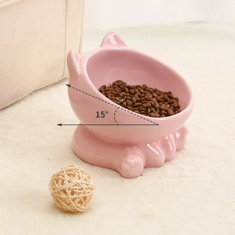 Tigela de Cerâmica para Cães e Gatos com Fundo Elevado Antiderrame - Imagem 4