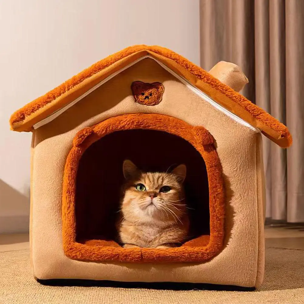 Casinha Toca para Gatos e Cães Pequenos de Pelúcia com Almofada Removível - Imagem 5