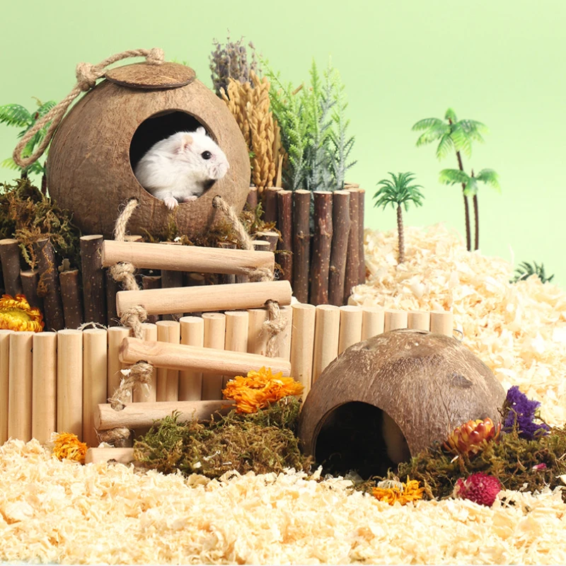 Casa de Coco para Hamster Natural Esconderijo Brinquedo - Imagem 4