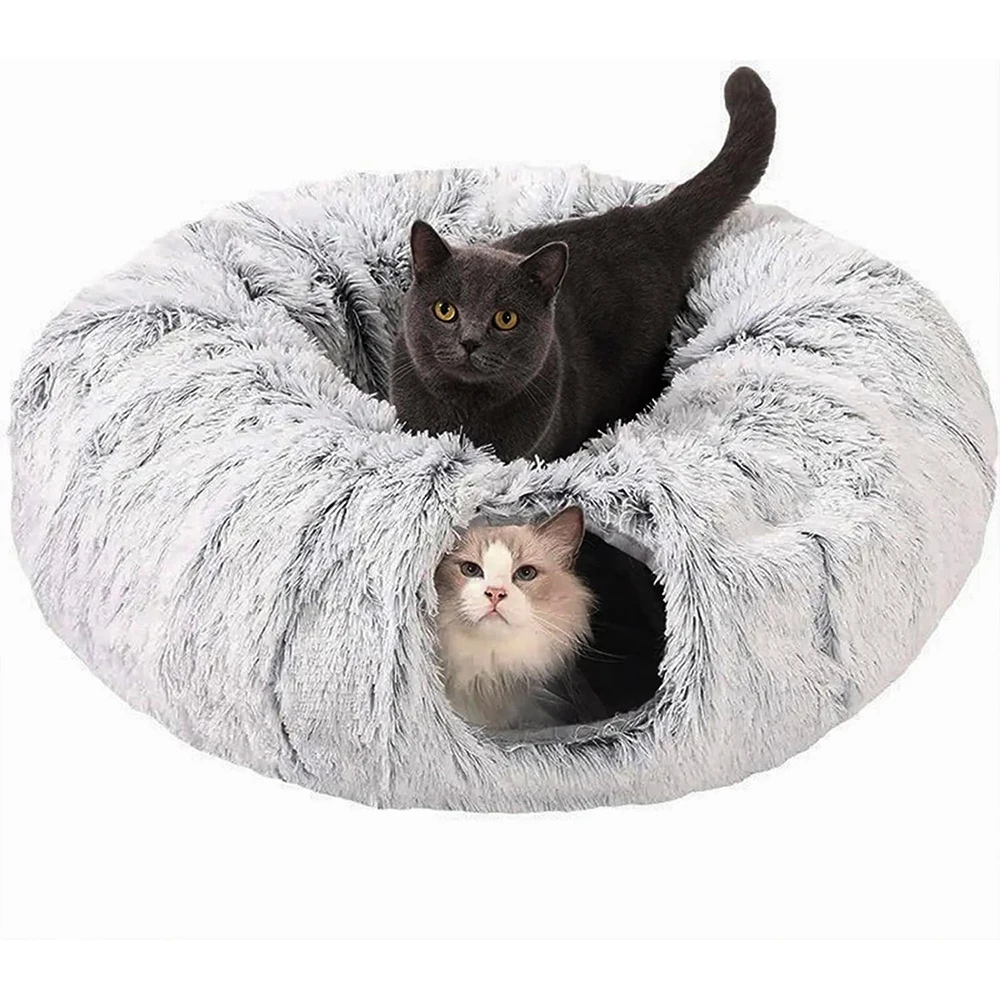 cama túnel para gatos de pelúcia
