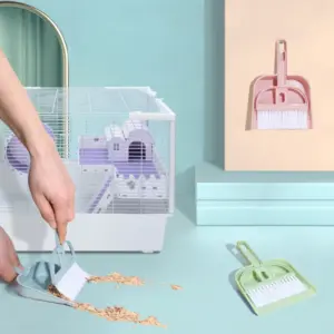 mini pá e vassoura para gaiola de hamster