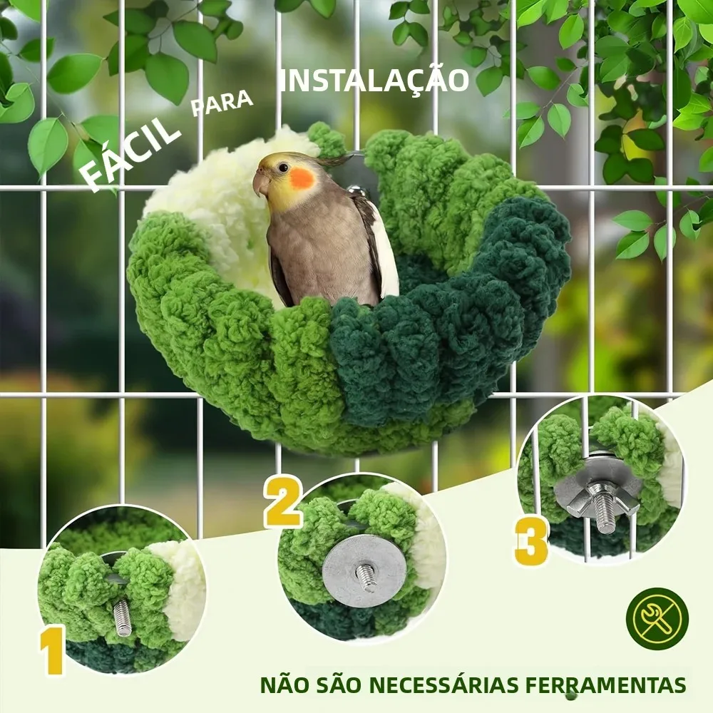 Ninho de Pelúcia Redondo para Pássaros e Papagaios Pequenos - Image 5