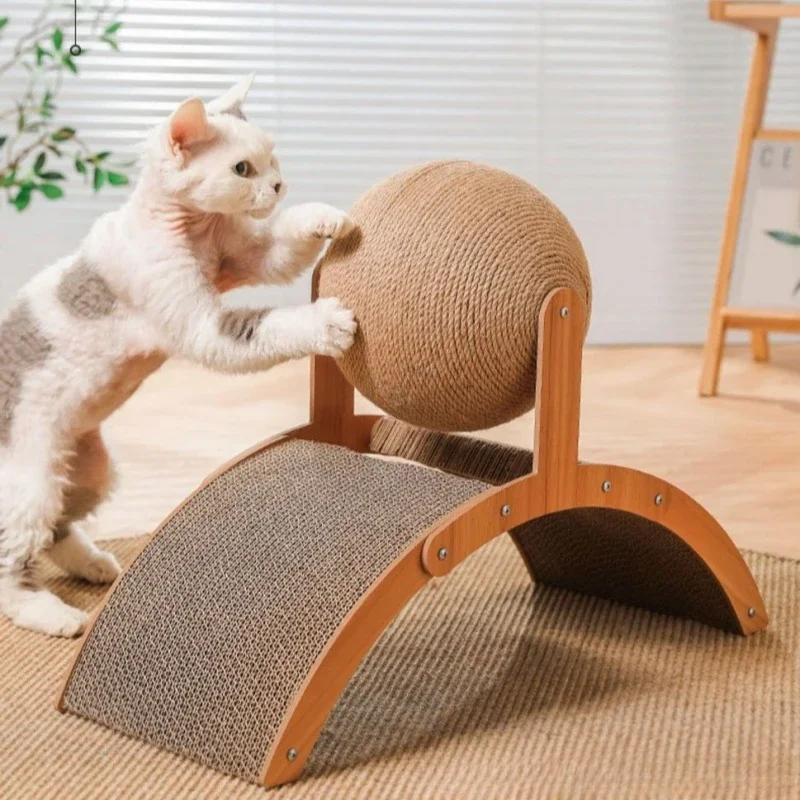 Arranhador Bola Sisal para Gatos com Base de Madeira - Imagem 2