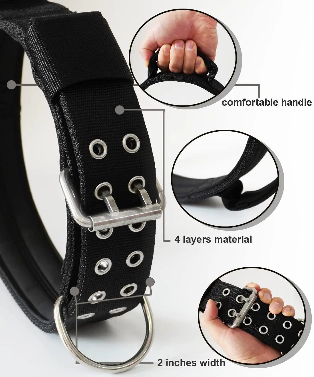 Coleira Tática para Cães de Nylon com Fivela Dupla e Argola em D - Imagem 2