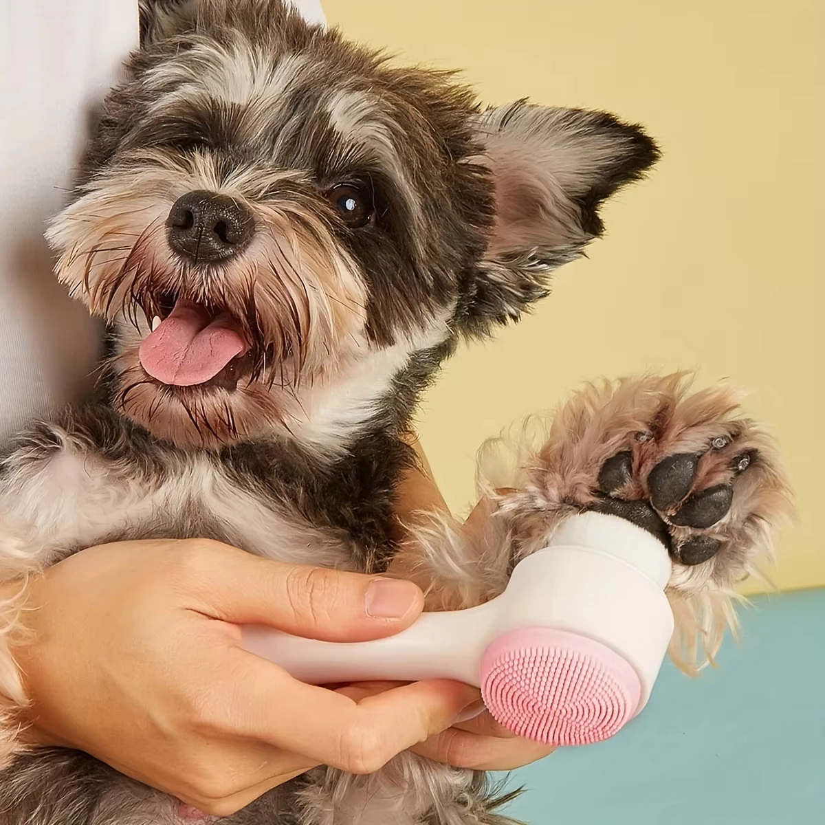 Limpador de Patas para Cães de Silicone Dupla Face Rosa - Imagem 2