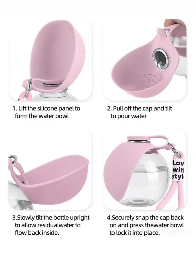 Garrafa de Água Dobrável para Cães Portátil 285 ml com Cordão - Image 6
