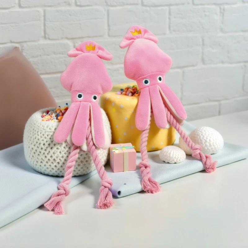 Brinquedo de Pelúcia Polvo para Cães Pequenos com Squeaker - Imagem 3