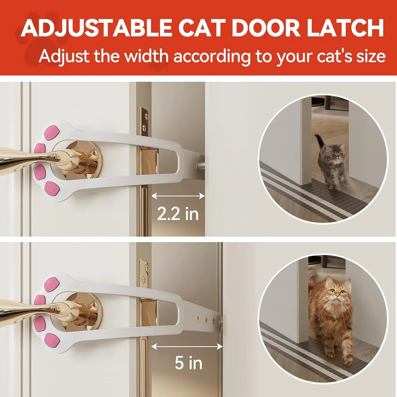 Trava de Porta Ajustável para Gatos e Cães com 7 Níveis de Abertura - Imagem 5
