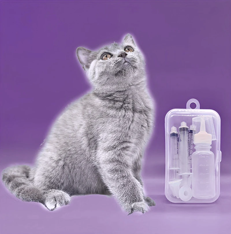 Kit de Alimentação para Filhotes de Cães e Gatos com Garrafa e Seringa - Imagem 2