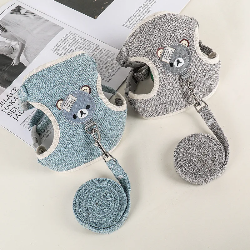 Conjunto de Arnês e Coleira para Cães Pequenos Ajustável - Imagem 2