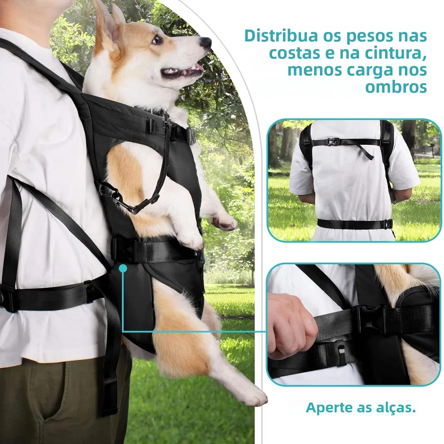 Mochila Frontal para Cães Pequenos e Médios de Tecido Oxford - Imagem 3