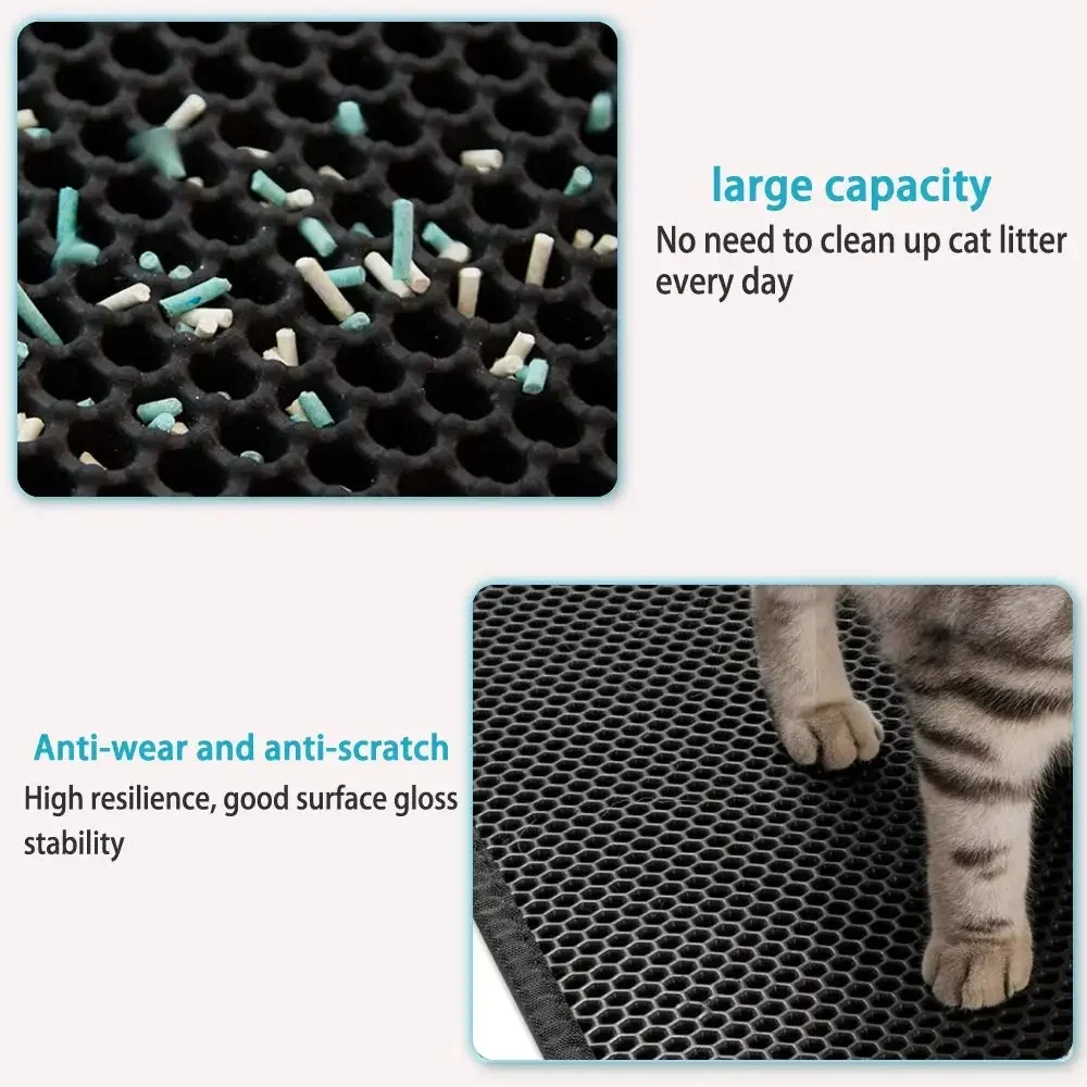 Tapete de Areia para Gatos Camada Dupla de EVA com Buracos Grandes - Imagem 4