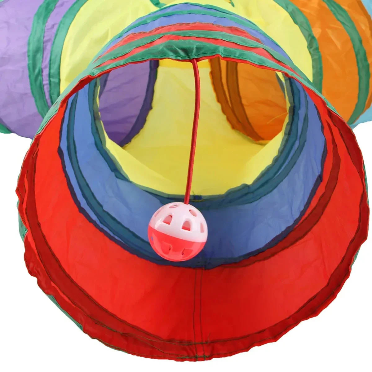 Túnel para Gatos Coelhos Cobaia Dobrável com Brinquedo - Imagem 2