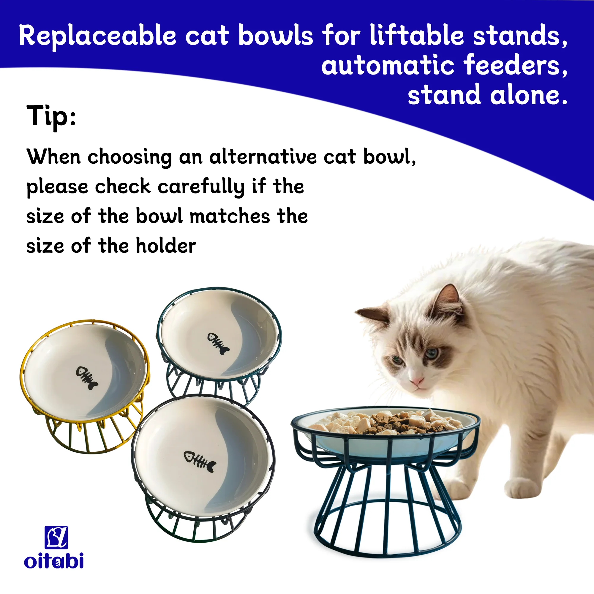 Tigela Oitabi para Gatos de Cerâmica com 96 ml e Base de Silicone - Imagem 3