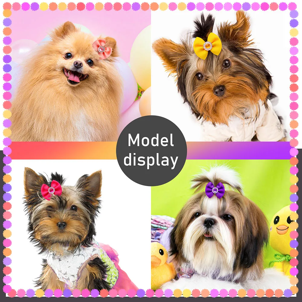Laços de Cabelo para Cães e Gatos com Elástico em Cores Variadas - Imagem 2