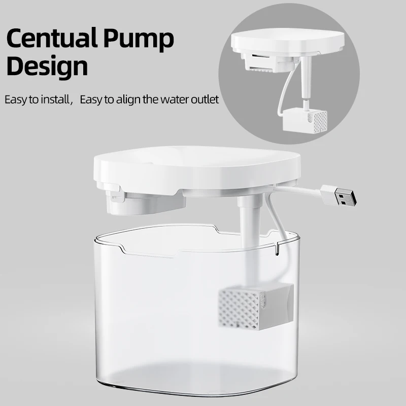Bomba de Água Rojeco para Fonte de Gato 1.5L Transparente - Image 3