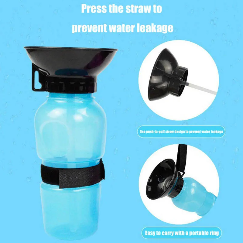 Garrafa de Água Portátil para Cães e Gatos 500ml com Botão Antivazamento - Imagem 6