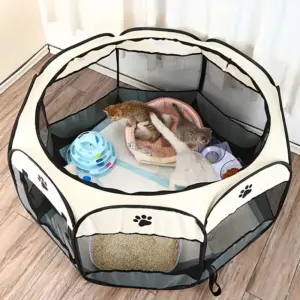 cercado octogonal para gatos dobrável