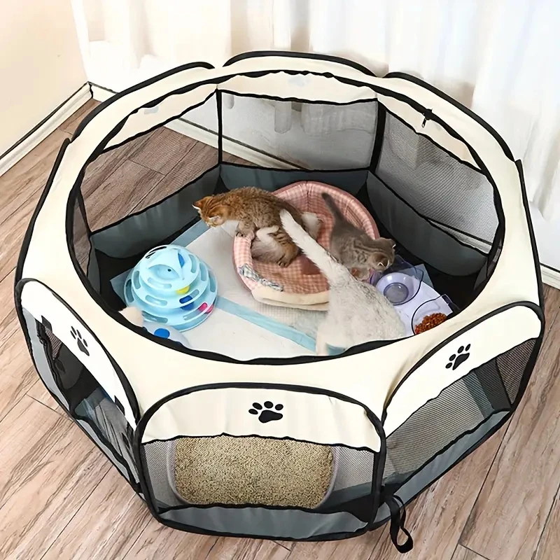 cercado octogonal para gatos dobrável