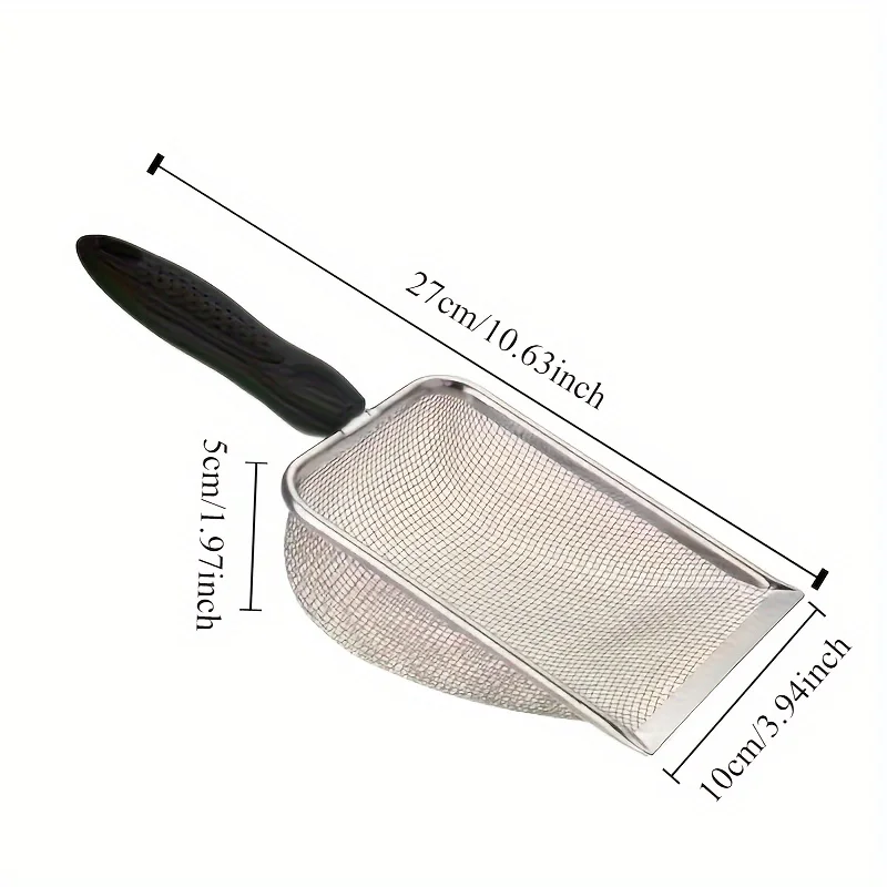 Pá Coletora de Areia para Gatos de Aço Inoxidável com Alça Ergonômica - Image 6