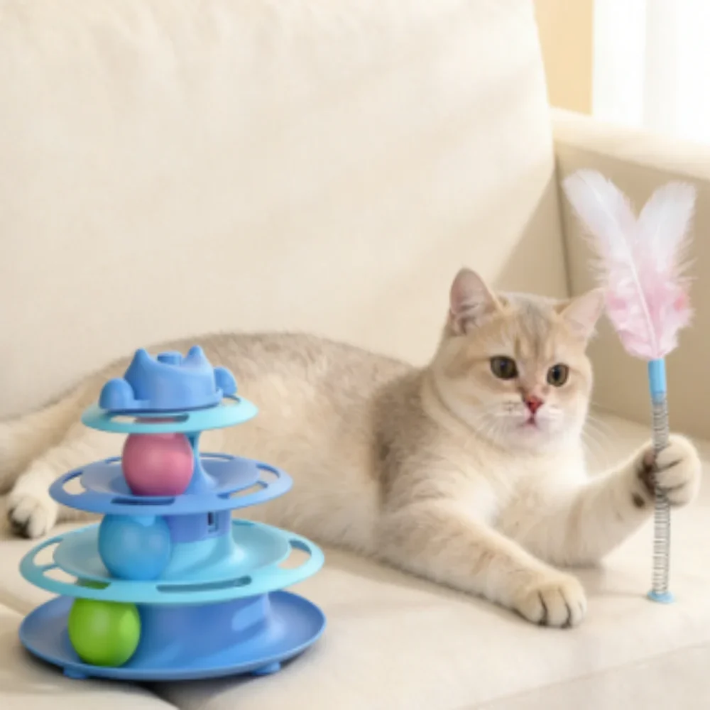 Brinquedo Interativo para Gatos Torre com Bolas Rolantes - Imagem 2