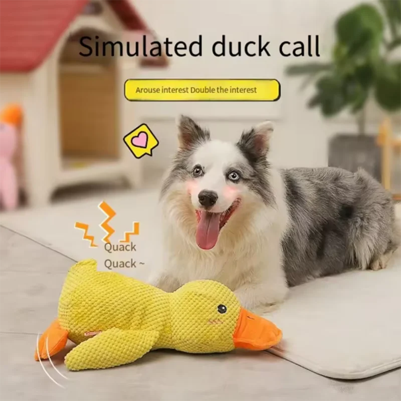 Brinquedo Pato de Pelúcia para Cães com Som Amarelo - Imagem 2