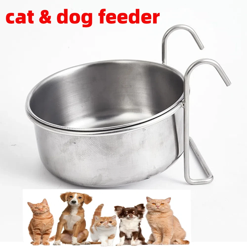 Tigela para Cães e Gatos de Aço Inoxidável com Gancho para Gaiola - Image 3