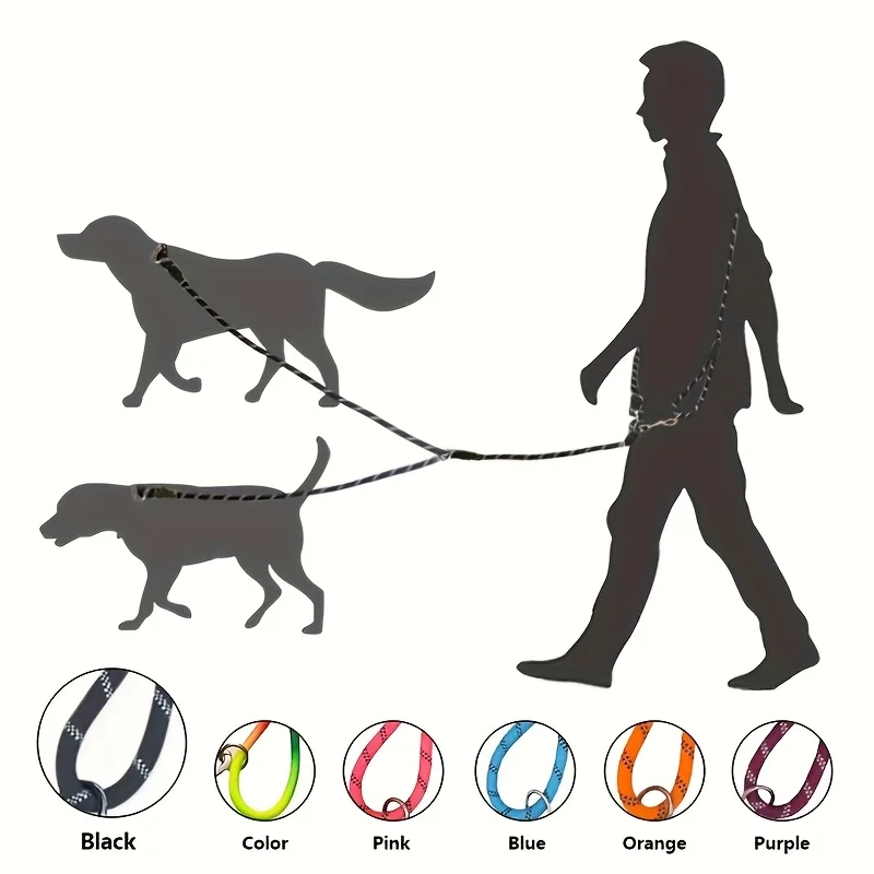 Coleira Dupla para Cães com Corda Elástica e Gancho Duplo - Imagem 5