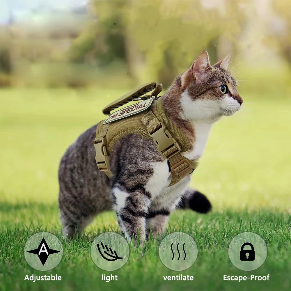 Coleira Tática para Gatos Ajustável e à Prova d'Água para Passeio - Imagem 3