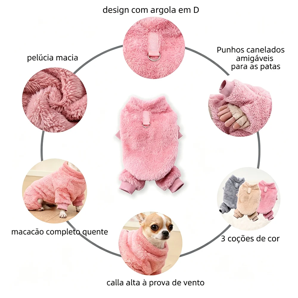 Macacão de Lã para Cães de Pequeno Porte e Gatos com Medidas para o Inverno - Imagem 3