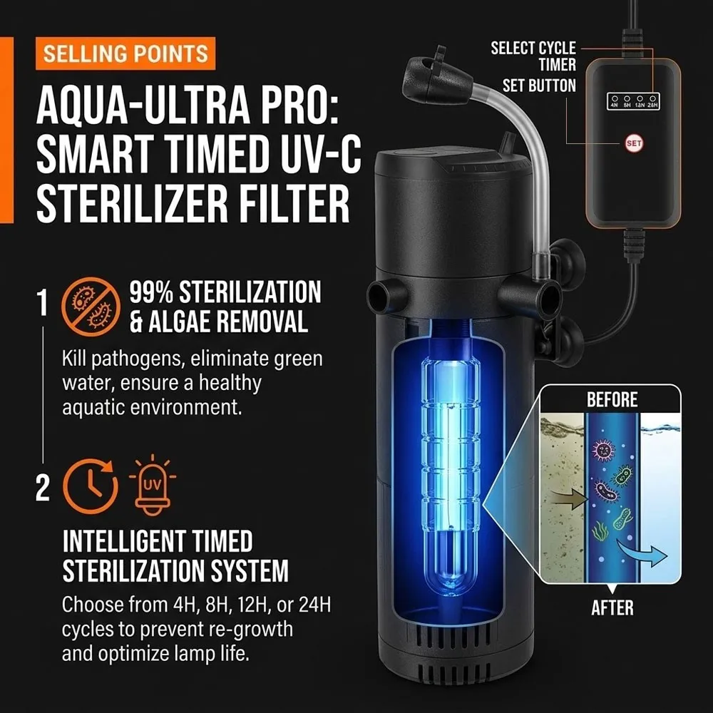 Filtro para Aquário com Bomba UV 1800 L/H Operação Silenciosa - Imagem 5