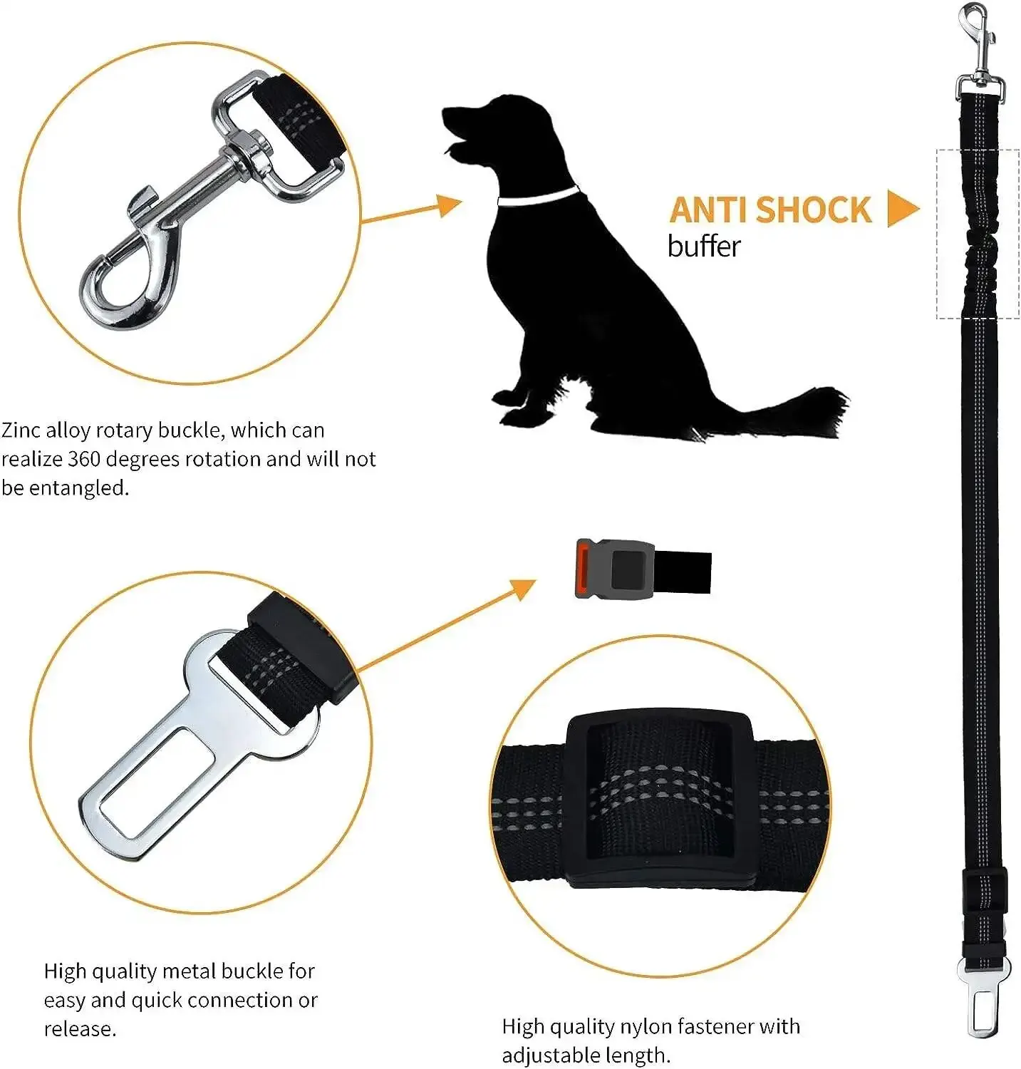 Cinto de Segurança para Cães com Amortecimento e Linha Refletiva - Imagem 5