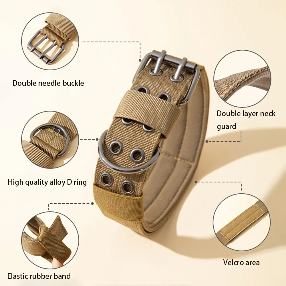 Coleira Tática para Cães Grandes de Nylon com Fivela de Metal Ajustável - Imagem 2