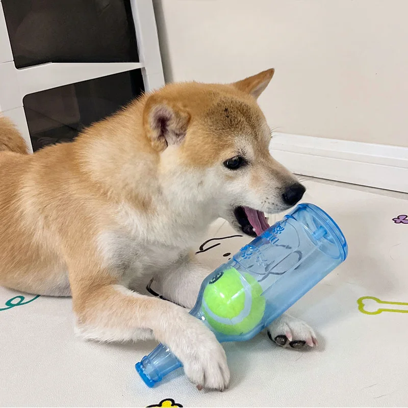 Brinquedo de Garrafa com Bola de Tênis para Cães com Som - Imagem 2
