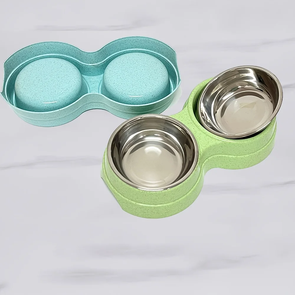 Tigela Dupla para Cães e Gatos de Aço Inoxidável com Base Antiderrapante - Imagem 3